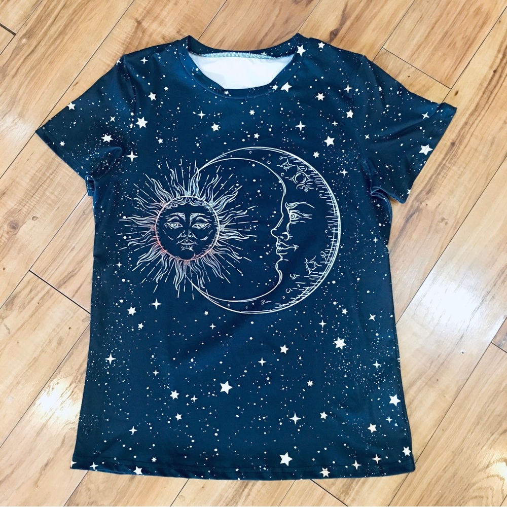 Celestial Graphic Tee shirt top shirt sleeve athlesiure astrology style black - Picture 5 of 7